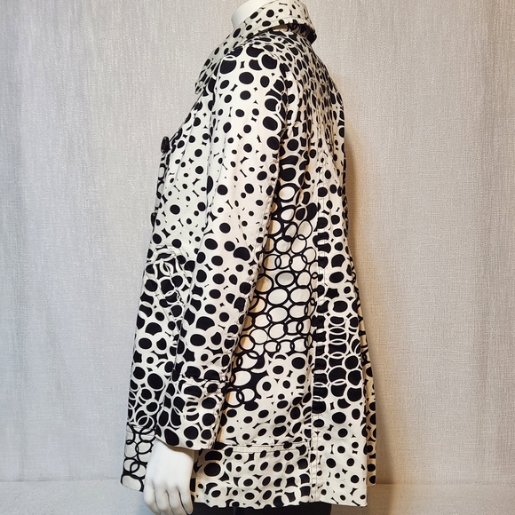 Appraisal Jacket Black White Circle Print Small Large Button A Frame Flare - Picture 7 of 14